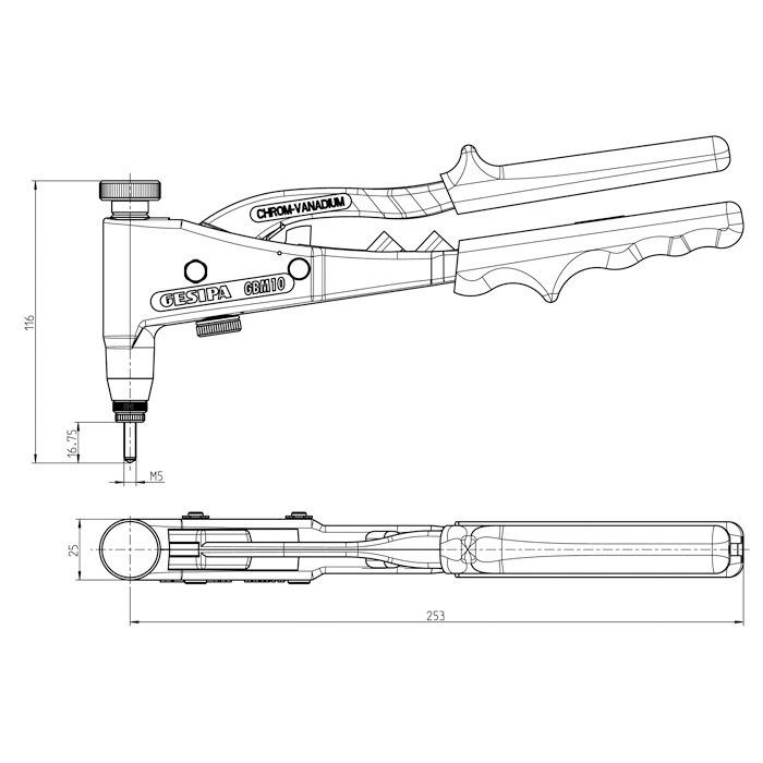 outil d'installation d'écrou de rivetage d'acier inoxydable m6
